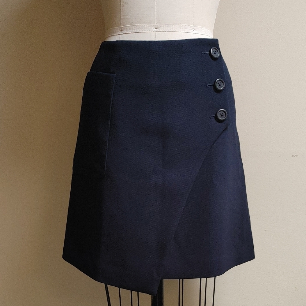 A Loves A Navy Asymmetrical Wrap Skirt Size M